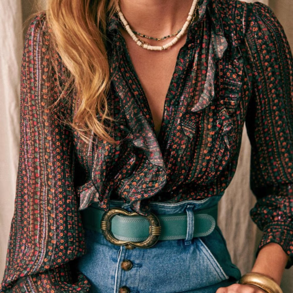 Sezane Celine Shirt in Autumn Prints